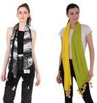 PALATT Womens and Girls Combo Scarfs and Stoles -Size 65x185cms- Soft and Comfortable Viscose Cotton Scarfs for Versatile Styling - Beaded Tassels - Durable and Long-lasting