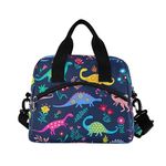 ALAZA Lunch Bags for Women Girls Boys, Dinosaurs Cute Kids Pattern Insulated Lunch Box with Shoulder Straps and Handle, Crossbody Tote Lunch Bag for School Office