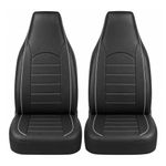 TOYOUN Classic Universal PU Leather Car Front Seat Covers High Back Bucket Seat Cover - Fit Most Cars, Trucks, SUVS, or Vans 2 PCS Gray Auto Seat Covers Set Car Seat Protector for All Seasons