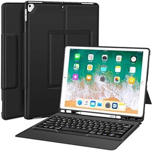 Sounwill for iPad Pro 12.9 Case with Keyboard Compatible for iPad Pro 12.9" 2015/2017, Ultra-Thin PU Leather Silicon Rugged Shock Keyboard Stand Case with Pencil Holder (Not Fit for 2018 iPad)-Black