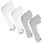 Yuneek Arm Sleeves For Men & Women UV Sun Protection, UPF 50 Cool Arm Hand Cover Unisex For Bike ride,Golf,cricket,cycling,yoga,gym Sports (4 Pair- 2 White & 2 Grey)