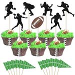 ZHUOWEISM 30 PCS America Football Cupcake Toppers Rugby Ball Superbo Cupcake Toppers Football Players Cupcake Picks for Baby Shower Boys Birthday Sports Party Cake Decorations Supplies