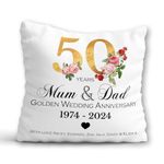 50th Wedding Anniversary Gift - Personalised 50th Anniversary Cushion - 50 Years Marriage Anniversary Pillow with Custom Names - Golden Wedding Anniversary Present for Parents Grandparents