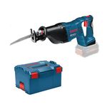 Bosch Professional 18V System Cordless Reciprocating Saw GSA 18 V-LI (Including 2X reciprocating Saw Blades (Wood/Metal), Without Battery/Charger, L-BOXX 238)