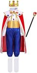 Boys Prince Charming Costume Kids Medieval Royal Prince Outfit Prince King Dress up Halloween 7pcs White 4-5 Years