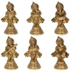 Idol Collections Brass Musical Ganesha Ganesh Murti Idol Statue Set of 6 Pieces- Ganesha Ganesh Murti Idol Statue Playing Music Instrument- Brass|Home Decor