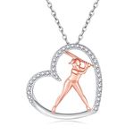 Volleyball Softball Basketball Necklace Gifts for Girls 925 Sterling Silver Sport Baseball Mom Player Pendant Jewelry for Women Teens Birthday, Sterling Silver, Cubic Zirconia