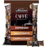 Maestro Massimo Center Filled Hard Pocket Coffee Candy, 3mg Caffeine per Candy, Individually Wrapped, Macchiato, Espresso, Cappuccino Flavored, 2.2 Pound Bulk Bag - Pack of 1
