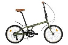 FabricBike Folding Bicycle Alloy Frame Single Speed 3 Colours (Cayman Green 7 SPEED W/Mudguard)
