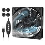 EasyAcc USB Fan Electronic Cooling Fans Quietly Cool 125mm DC 5V Computer Fan with 3 Adjustable Speeds Computer Heatsinks PC Fan Compatible with Computer / PS4 / TV Box/AV Cabinet/Router MULTI-WAY