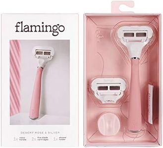 Flamingo Women's 5-blade Razor with Replacement Blade Cartridge - Desert Rose