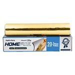 HOMEFOIL 20+ 5 Meters Free Golden Embossed Aluminium Foil, 12 Micron Thickness, Premium Quality, Keeps Food Fresh Always, Perfect for Food Wrapping, Packing, Storing and Serving (Pack of 1)