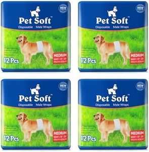 Pet Soft Couches jetables pour chien mâle - Couches super absorbantes pour chien et chat - Pour incontinence urinaire - Taille L - 48 pièces blanc