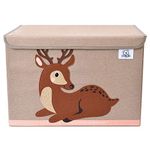 CLCROBD Foldable Kids Large Toy Chest with Flip-Top Lid, Collapsible Fabric Animal Toy Storage Organizer/Bin/Box/Basket/Trunk for Toddler, Children and Baby Nursery (Deer)