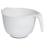 Glad Mixing Bowl with Handle – 3 Quart | Heavy Duty Plastic with Pour Spout and Non-Slip Base | Dishwasher Safe Kitchen Supplies for Cooking and Baking, White