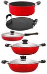 Nirlon Non-Stick Aluminium Flat Base Gas Compatible 5 Piece Cooking Essential Item Set