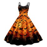 Vintage Dresses for Women Cocktail Swing Dress Halloween Bloody Print 1950s Rockabilly Prom Tea Party Dress, D-black, Large