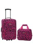 Rockland Fashion Softside Upright Luggage Set, Magenta Leopard,2-Piece Set (14/19)