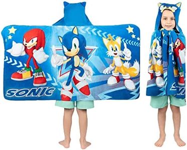 Franco Sonic The Hedgehog, Anime, Bath/Pool/Beach Soft Cotton Terry Hooded Towel Wrap, 24 in x 50 in, by Kids