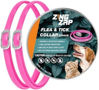 ZingZap Flea & Tick Collar 2-Pack Pink, Protects from Biting Insects, Adjustable Fits Both Dogs & Cats, Built-in Plant Based Formula, Slow-Release Lasting Protection, Waterproof