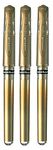 Uni Ball Gold Signo Pen Broad Metallic Gel Ink Rollerball Metal 1mm Tip Nib 0.65mm Line Width With Rubber Grip UM-153 (Pack Of 3)