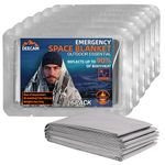 Deecam (Pack of 6) Emergency Space Blankets, Mylar Thermal Survival Blankets Foil Camping Emergency Heat Reflective Blanket for Outdoor, First Aid, Hiking, Camping Gear, Travel