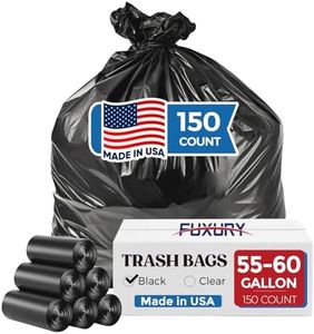 Fuxury 55-60 Gallon Trash Bags, 150 Count Garbage Bags, 38 x 58" Extra Large Black Trash Bags, 0.7 Mil Plastic Bags for Serious Garbage Cleanup, Made in USA