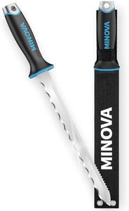 MINOVA Insulation Knife, 11 Inch Serrated Sharp Blade, Double Side Insulation Cutter Tool With Stainless Steel Head, Cutting Mineral Wool Insulation Sod Cutter (Insulation Knife with Hammer)