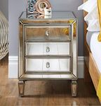 Furniturebox UK Venetian Mirrored Bedside Side Table Cabinet Modern 3 Drawer