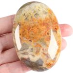 XIANNVXI 2.4" Large Crazy Lace Agate Crystal Stone Polished Palm Healing Gemstone 0.7" Thick Pocket Worry Stone Crystal for Massage Reiki Stress Relief Meditation Accessories 1 Pc