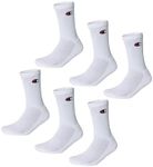 Champion Unisex Basics 6pk Crew Sports Socks, White, 9 UK