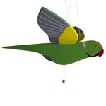 Ring-Necked Parakeet Wooden Flying Bird Mobile - Ideal as Decorative Toy - Perfect as Home Decor or Children's Toy - Handcrafted Nursery Decor ~ an Educational Decor Piece|christmas decorations items|room decoration items