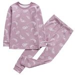 Owlivia 100% Organic Cotton Baby Long Sleeve Pajama Sets,Toddler Boy Girl 2-Piece Sleepwear （2T, Feather Mauve）