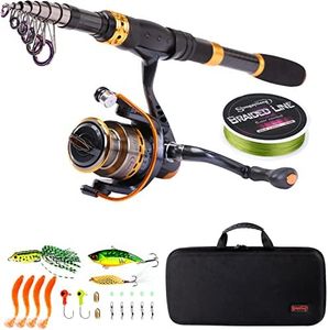 Sougayilang Fishing Rod Reel Combos Carbon Fiber Telescopic Fishing Pole with Spinning Reel for Travel Saltwater Freshwater Fishing, Fishing Full Kits with Carrier Case, 1.8M/5.91Ft