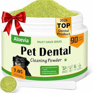 Aloevia Dog Dental Powder for Teeth 200g -Enzymatic Plaque & Tartar Remover, Teeth Cleaning Powder for Fresh Breath, 90 Day Supply for All Breeds
