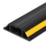 Floor Cable Cover 10FT, Durable Floor Cord Covers, 3 Channels Floor Cable Protector, Cord Cover for Floor, Home, Office, Workshop or Outdoors(Black and Yellow)