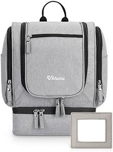 Uktunu Borsa da Toilette Appesa con Ganci Spessi a Specchio Capacità 15L Beauty Case da Viaggio per Uomini e Donne Impermeabile Grande Borsa da Bagno per Appendere, Grigio