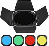 Godox Barn Door & Honeycomb Grid &4 Color Gel Filters Compatible for Standard Reflectors Accessories kit