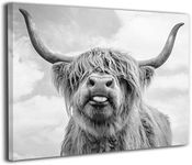 Canvas Painting Nordic Decoration Highland Cow Cattle Wall Art Canvas Poster And Print Animal Picture For Living Room Home Decor 60x90cm(23.6"x35.4") with Frame…