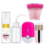 Eyelash Extension Cleanser Lash Cleanser Eyelash Cleanser for Eyelash Extensions, USB Mini Fan Rechargeable Electric Handheld Air Conditioning Lash Extension Kit Lash Brushes Cleanser Brush (Rose)