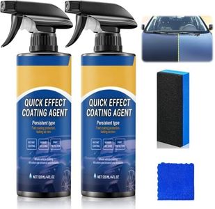 2PCS Waterless Car Wash & Wax Spray, Quick Car Care Spray for Cleaning, Shine and Light Scratch Concealment, Includes Sponge and Microfiber Cloth, 240ML