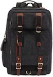 KAUKKO Outdoor Travel Men Backpack, Hiking Camping Canvas Rucksack (FS-Black)