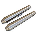 PoweRage Performance Slip-on Twin Exhaust for Royal Enfield (RE) Interceptor 650 / Continental GT 650 Brushed Steel Finish