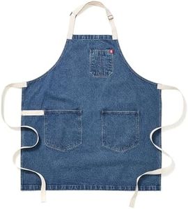 hedley & bennett Essential Apron - Heavy-Duty Denim Kitchen Apron with Pockets & Towel Loop - Professional Chef Workwear for Cooking & Grilling - Georgia Blue