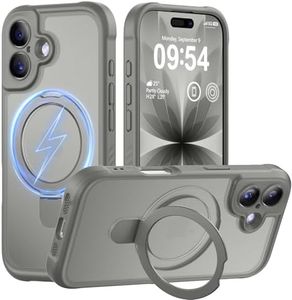 MOCCA Design for iPhone 17 Case, Compatible with Magsafe [Premium Invisible Magnetic Ring Stand] [Military Drop Protection] Full Camera Guard Translucent Matte Slim Phone Cover 6.3",Titanium Gray