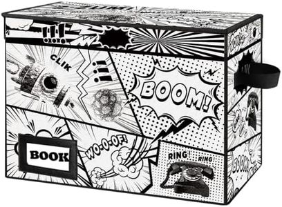 YNSZAS Comic Book Storage, Comic Book Box, 15.8'' X 7.8'' 11.8'', Collapsible Comic Short Holds 160-180 Comic Book, Heavy Duty Comic Book Bin Container Holder Shelf (Cartoon Rocket) 1-Pack