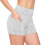 ALWAYS Women's Bike Shorts with Pockets - High Waist Compression Running Workout Athletic Yoga Shorts, Jsbk3-1170a / Space Dye White, X-Large