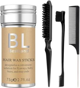 Cepillo para el cabello con barra de cera, juego versátil para peinar el cabello, barra de cera para el cabello para controlar el frizz en los bordes del cabello (Black)