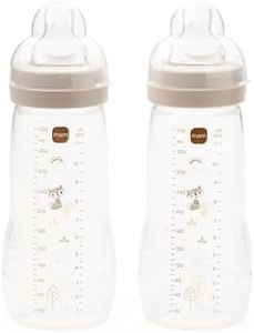 MAM Easy Active Bottles | 2 Pack (2 x 330ml) | Fast Flow MAM Teats Size 3 | Baby Accessories | Linen (Various Designs)