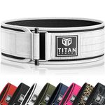 Titan Armour® Premium Self-Locking Weight Lifting Belt | Gym belt: Powerlifting, Deadlift, Olympic Lifts, Squats | Functional Weightlifting Belt | Men & Women | UK Brand (Glacier White, S)